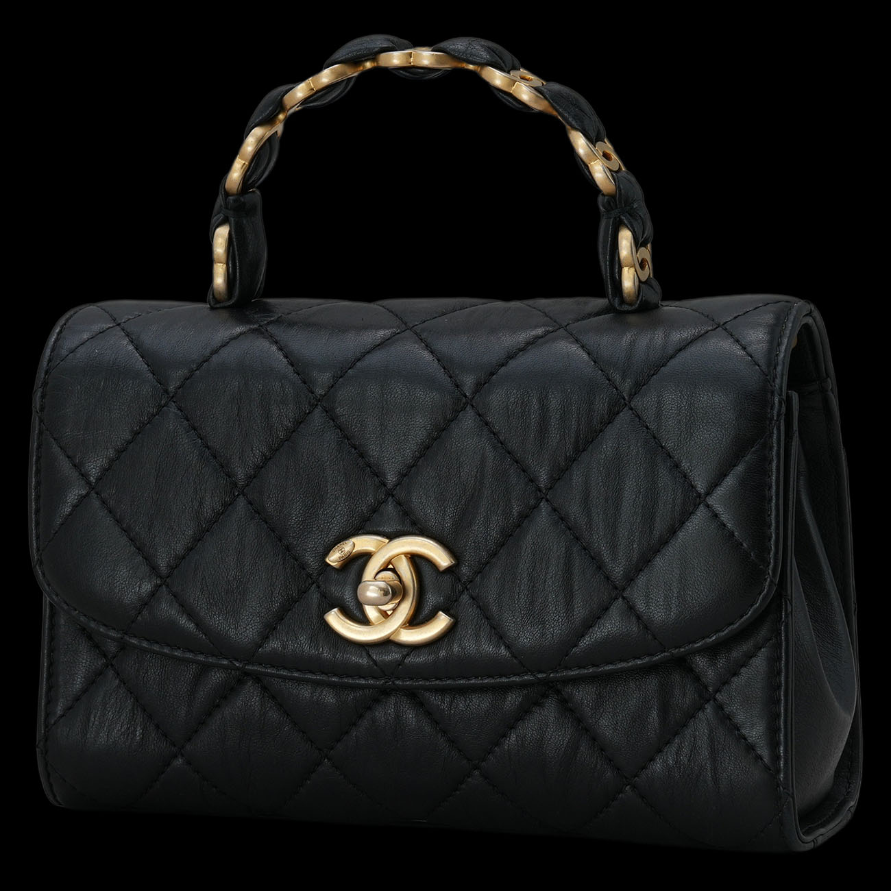CHANEL(USED)샤넬 AS2477 시즌 CC로고 탑핸들 미니 플랩 체인백