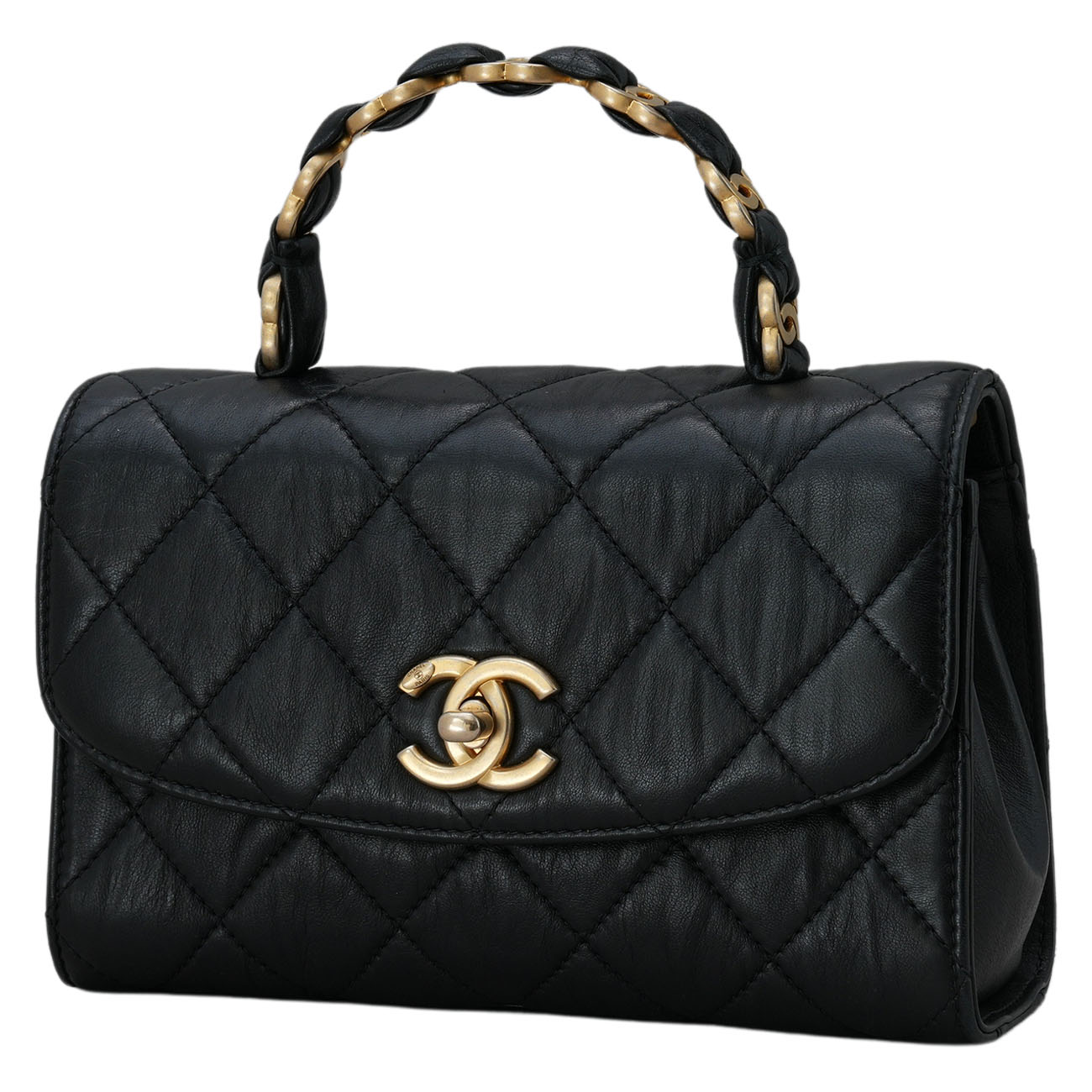 CHANEL(USED)샤넬 AS2477 시즌 CC로고 탑핸들 미니 플랩 체인백