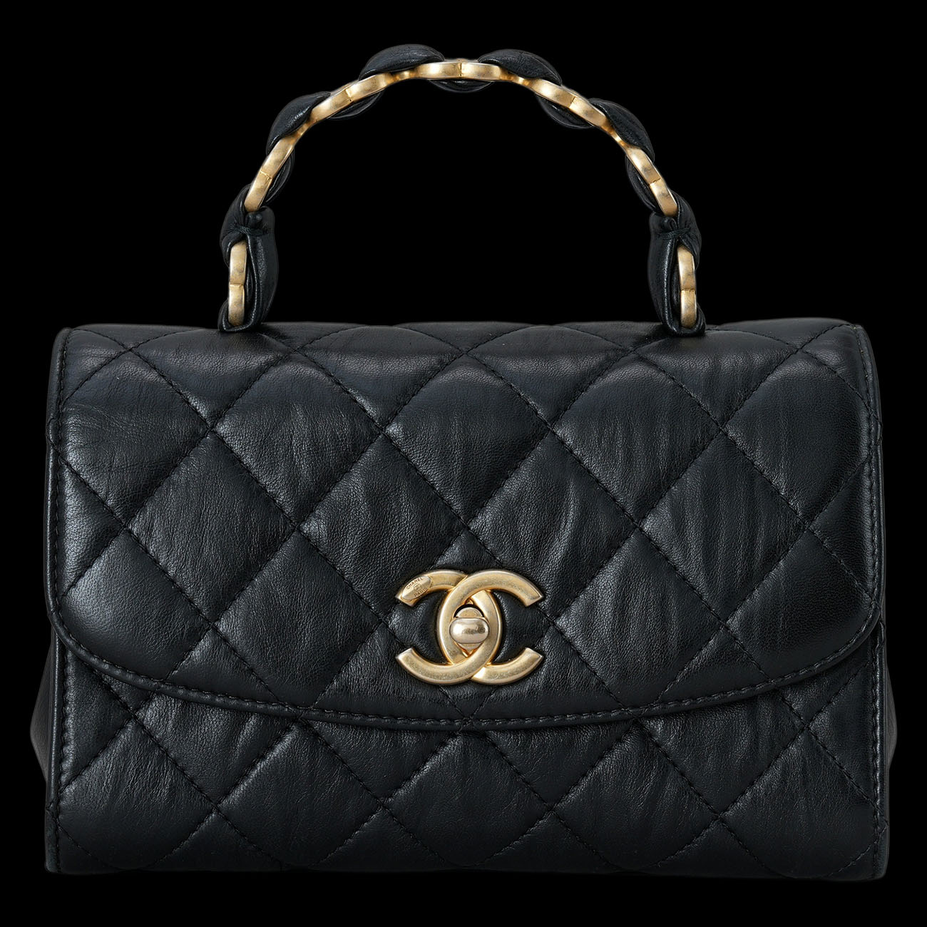 CHANEL(USED)샤넬 AS2477 시즌 CC로고 탑핸들 미니 플랩 체인백