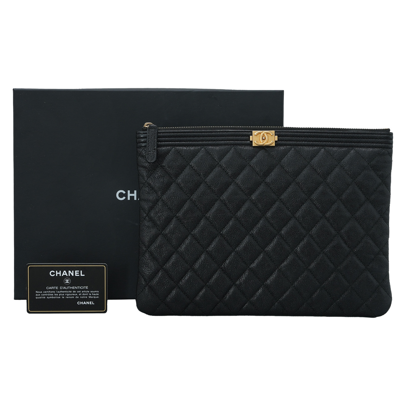 CHANEL(USED)샤넬 캐비어 보이샤넬 뉴미듐 클러치
