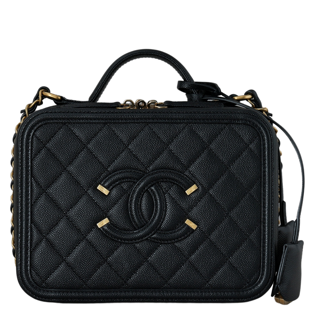 CHANEL(USED)샤넬 캐비어 코스메틱 탑핸들 백