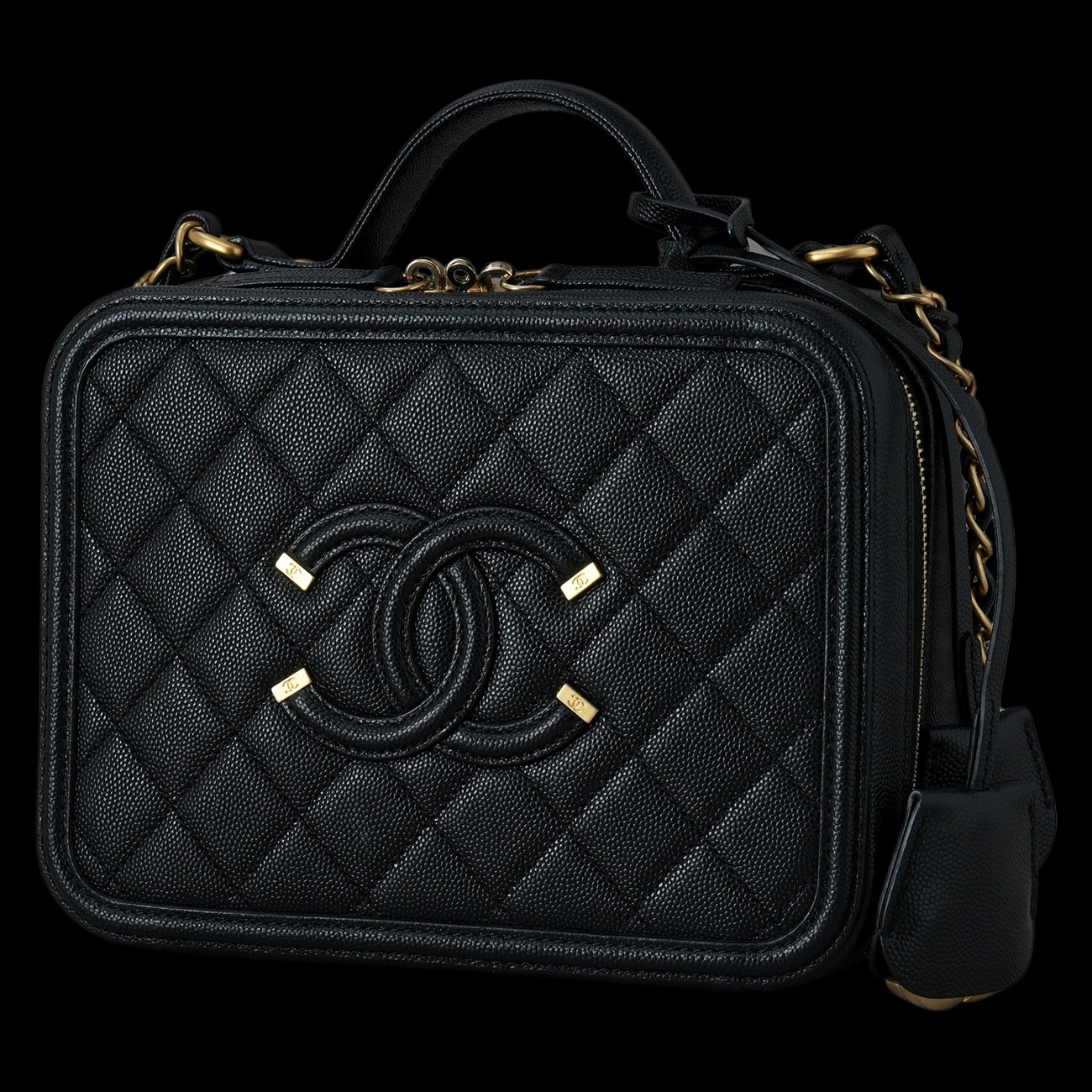 CHANEL(USED)샤넬 캐비어 코스메틱 탑핸들 백