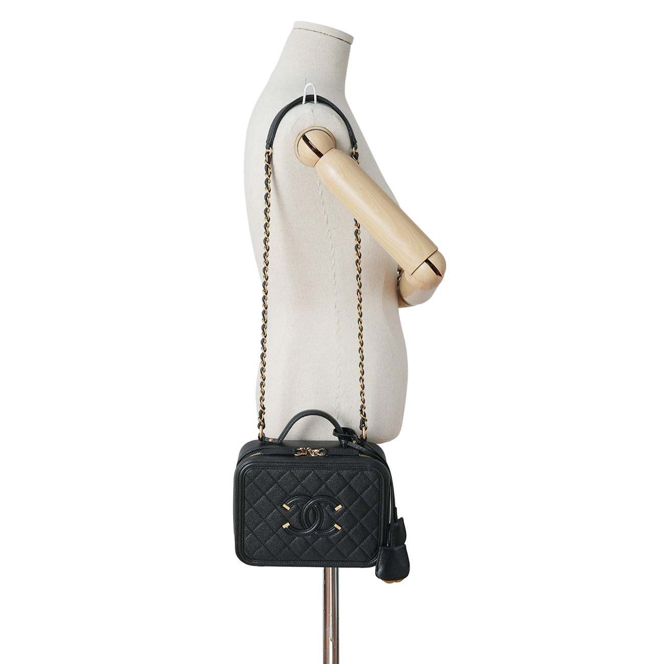 CHANEL(USED)샤넬 캐비어 코스메틱 탑핸들 백