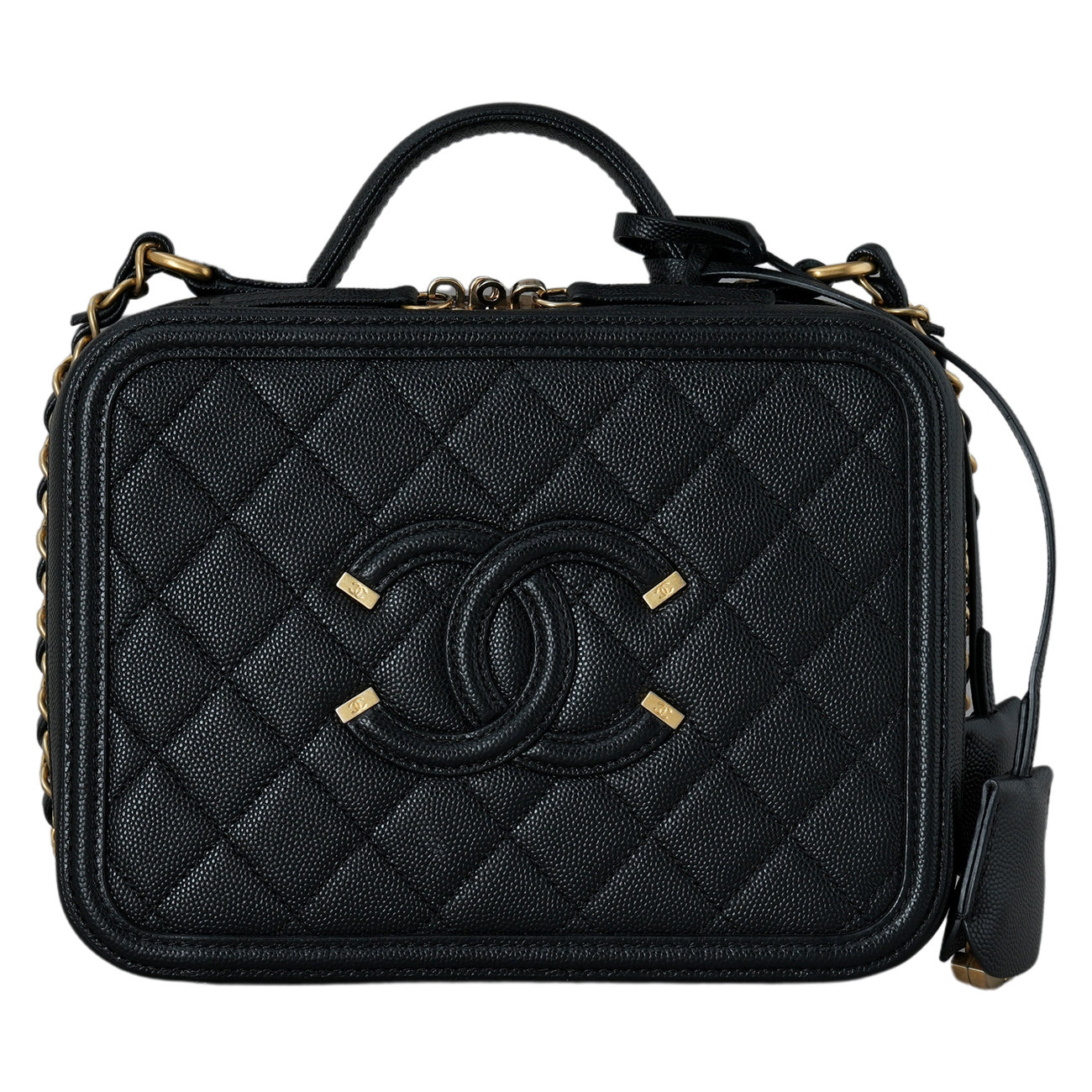 CHANEL(USED)샤넬 캐비어 코스메틱 탑핸들 백
