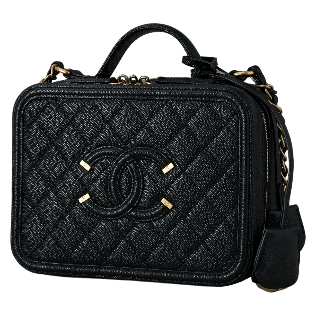 CHANEL(USED)샤넬 캐비어 코스메틱 탑핸들 백