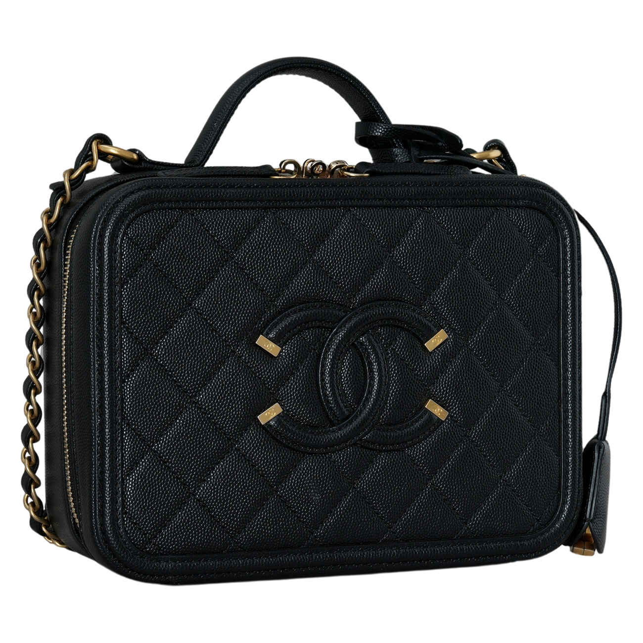 CHANEL(USED)샤넬 캐비어 코스메틱 탑핸들 백