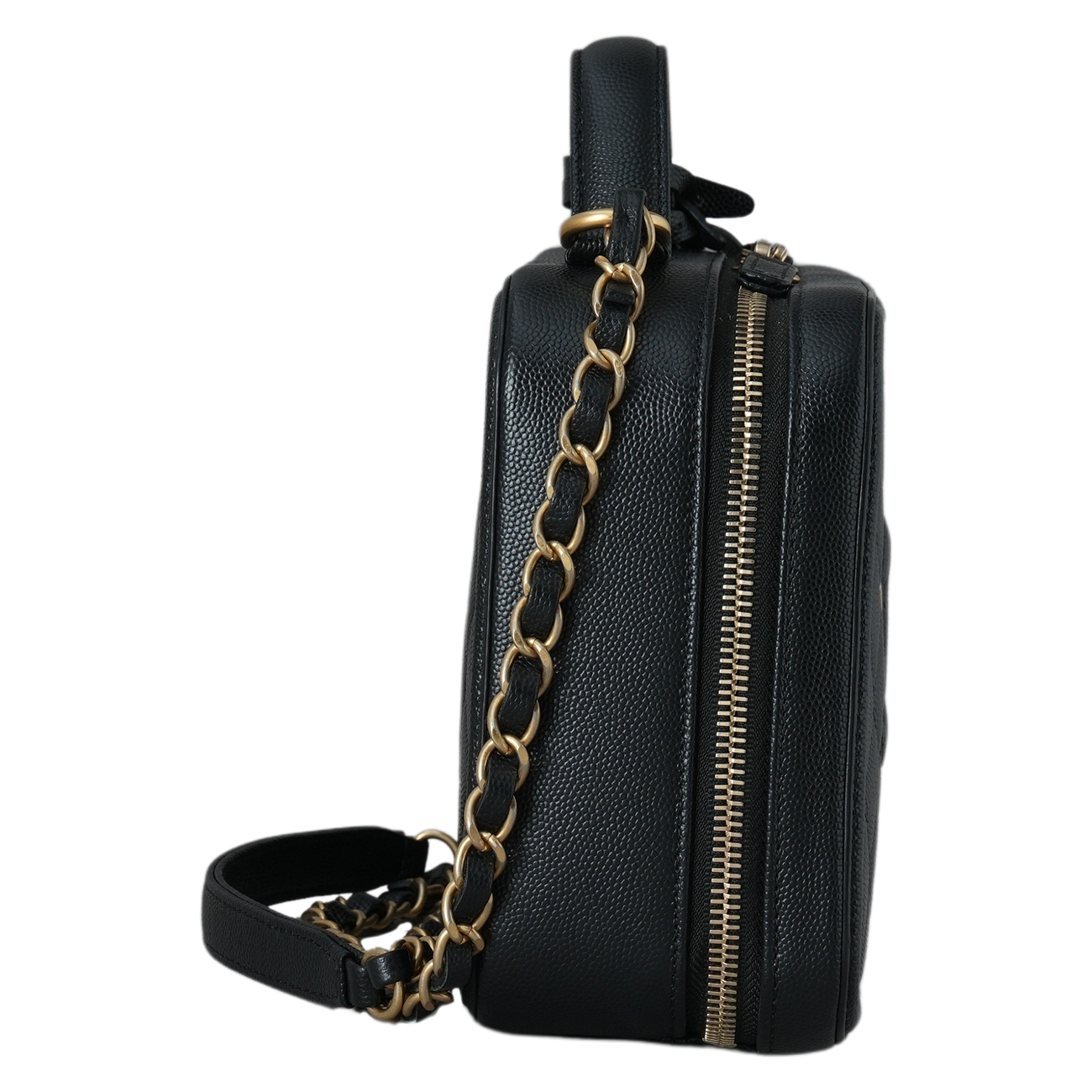 CHANEL(USED)샤넬 캐비어 코스메틱 탑핸들 백