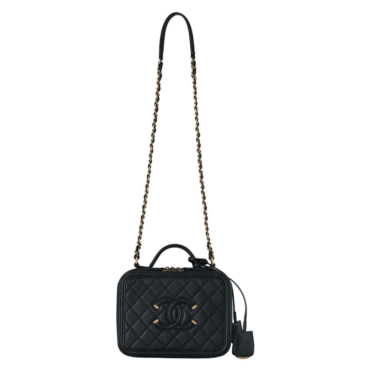 CHANEL(USED)샤넬 캐비어 코스메틱 탑핸들 백