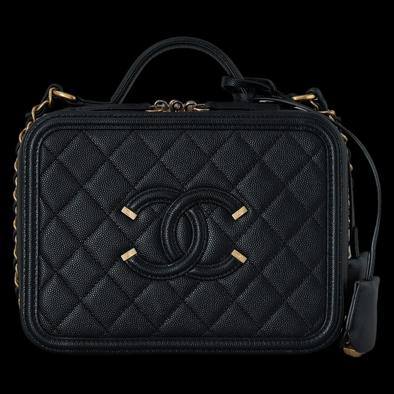 CHANEL(USED)샤넬 캐비어 코스메틱 탑핸들 백
