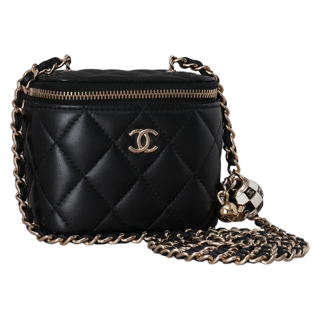 CHANEL(USED)샤넬 AP1447 램스킨 정사각 베니티 체크볼