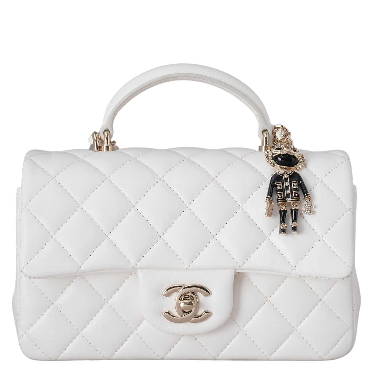 CHANEL(USED)샤넬 AS2431 램스킨 클래식 뉴미니 탑핸들 참장식 크로스백