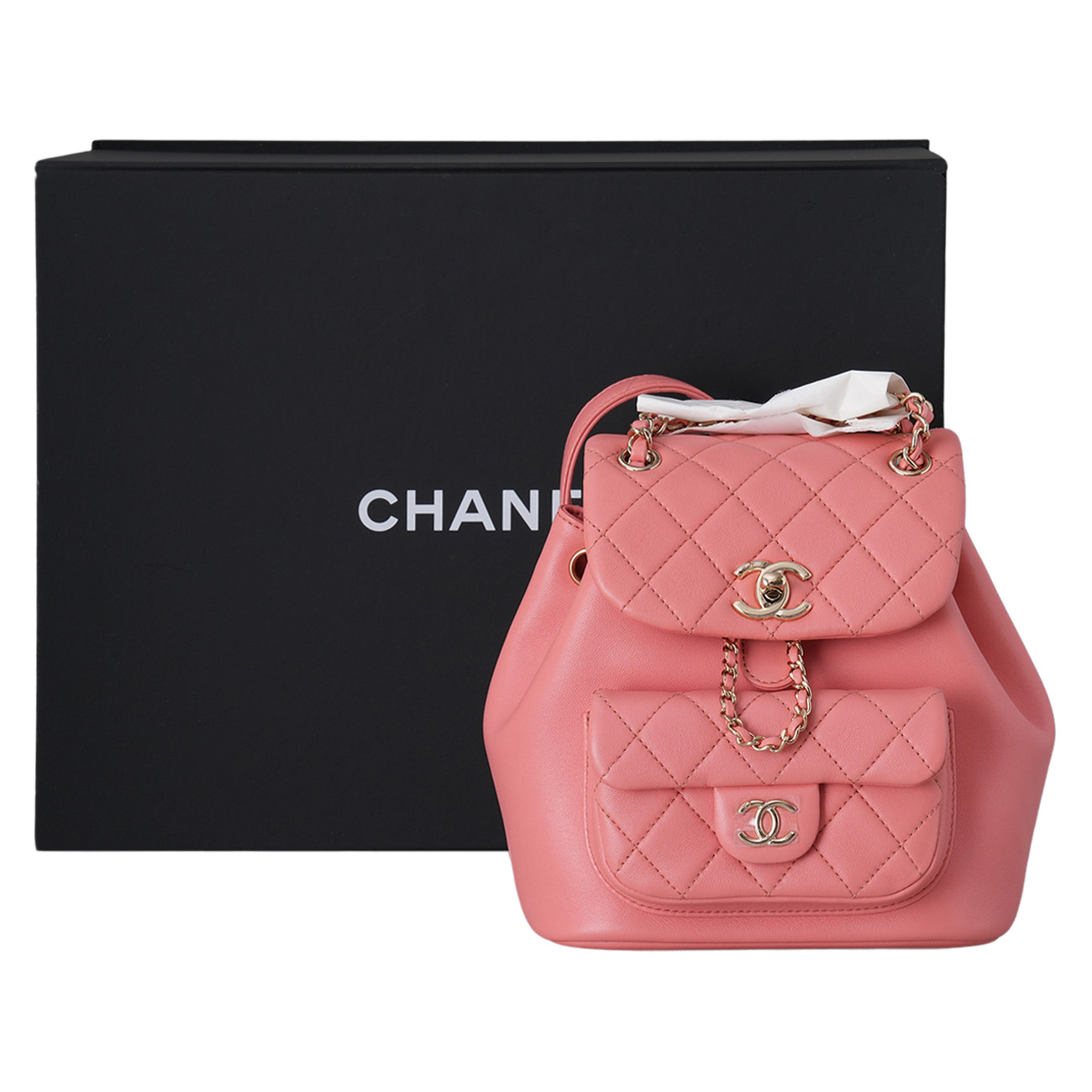 CHANEL(USED)샤넬 AS2908 램스킨 듀마 백팩 핑크 내장칩