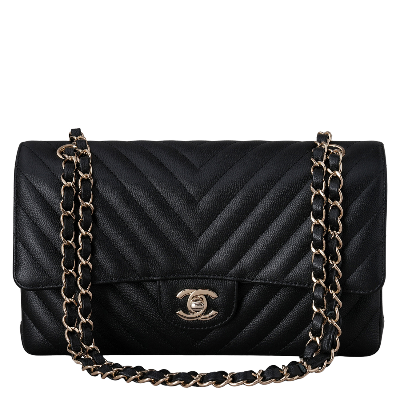 CHANEL(USED)샤넬 캐비어 쉐브론 클래식 미듐 플랩백