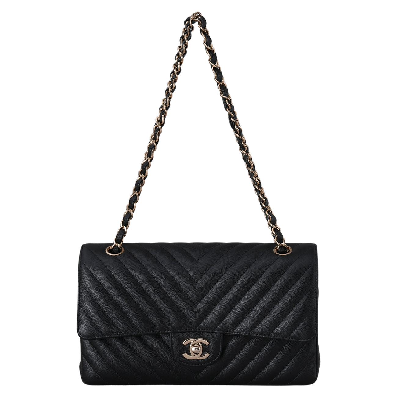 CHANEL(USED)샤넬 캐비어 쉐브론 클래식 미듐 플랩백