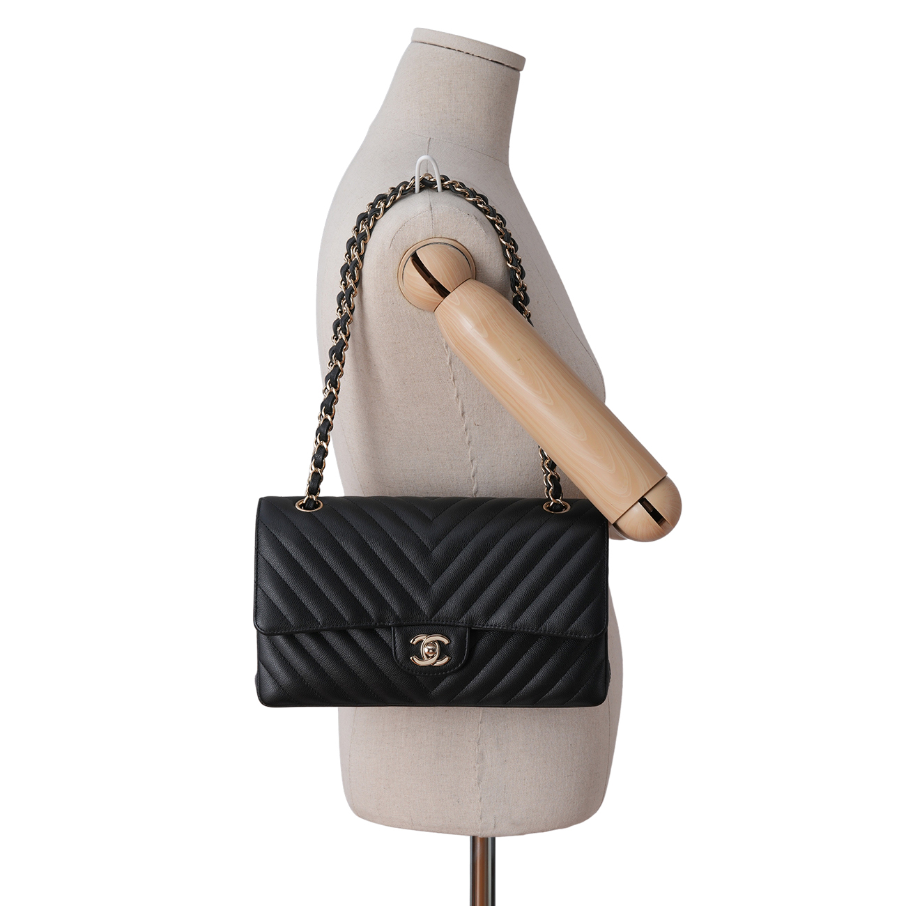 CHANEL(USED)샤넬 캐비어 쉐브론 클래식 미듐 플랩백