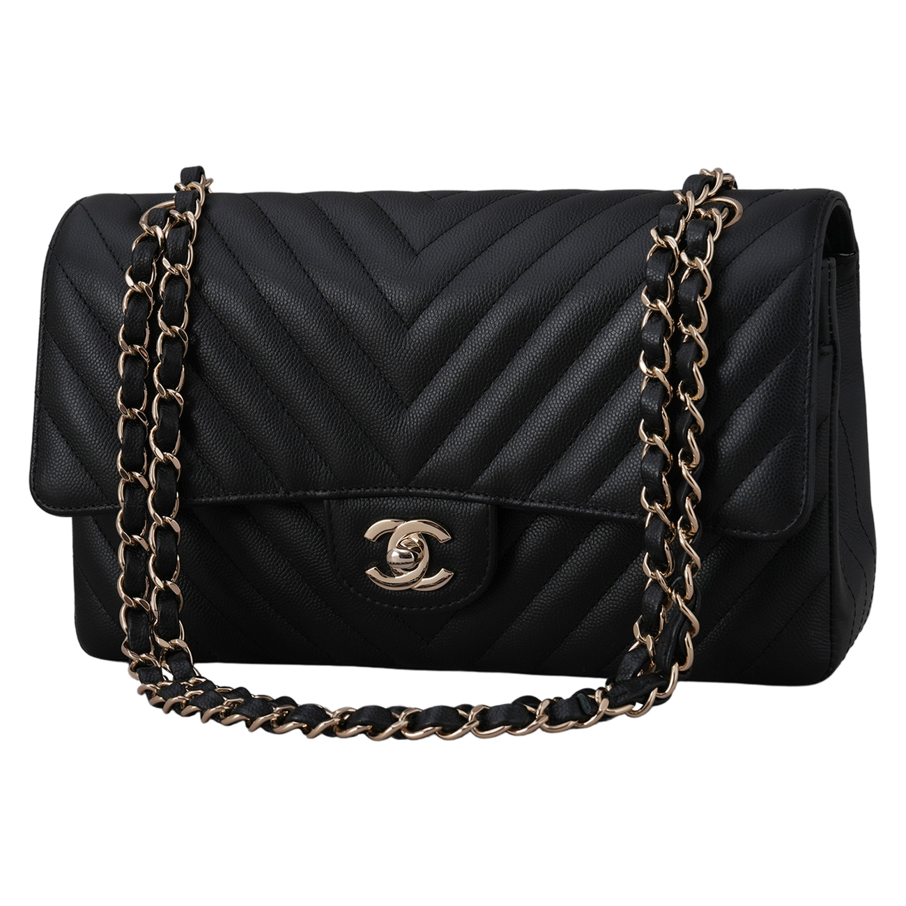 CHANEL(USED)샤넬 캐비어 쉐브론 클래식 미듐 플랩백