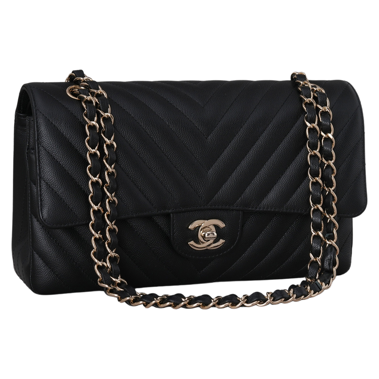 CHANEL(USED)샤넬 캐비어 쉐브론 클래식 미듐 플랩백