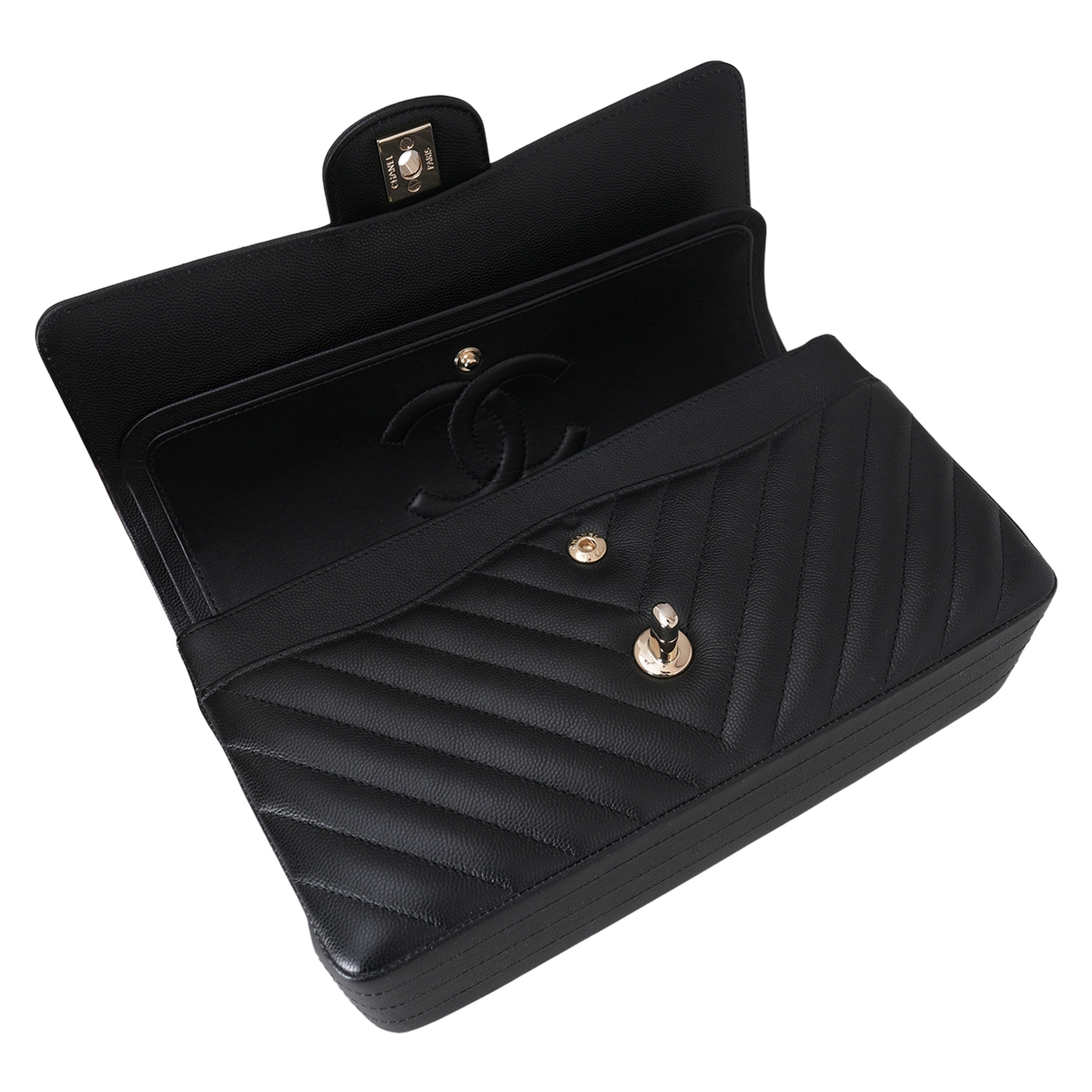 CHANEL(USED)샤넬 캐비어 쉐브론 클래식 미듐 플랩백