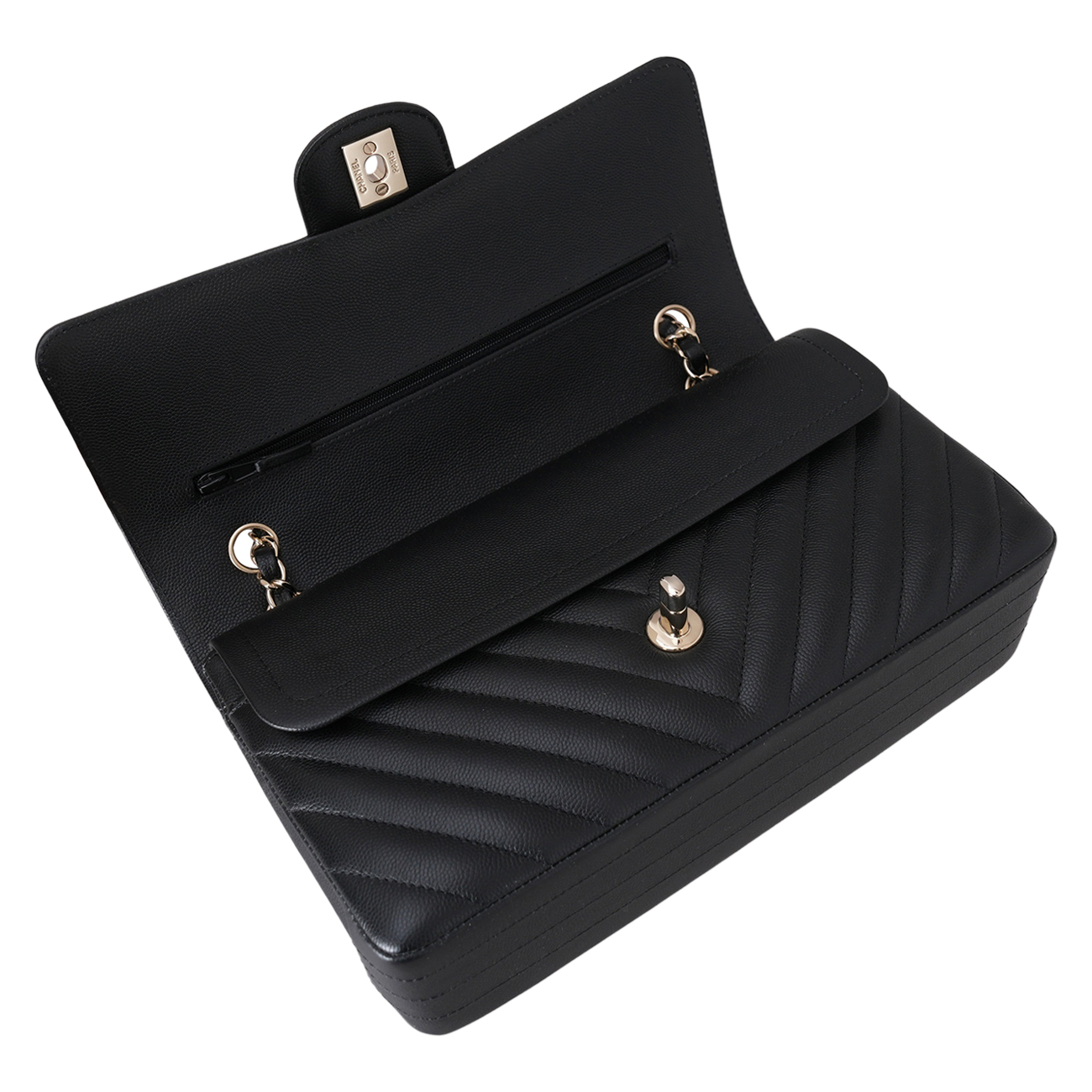 CHANEL(USED)샤넬 캐비어 쉐브론 클래식 미듐 플랩백