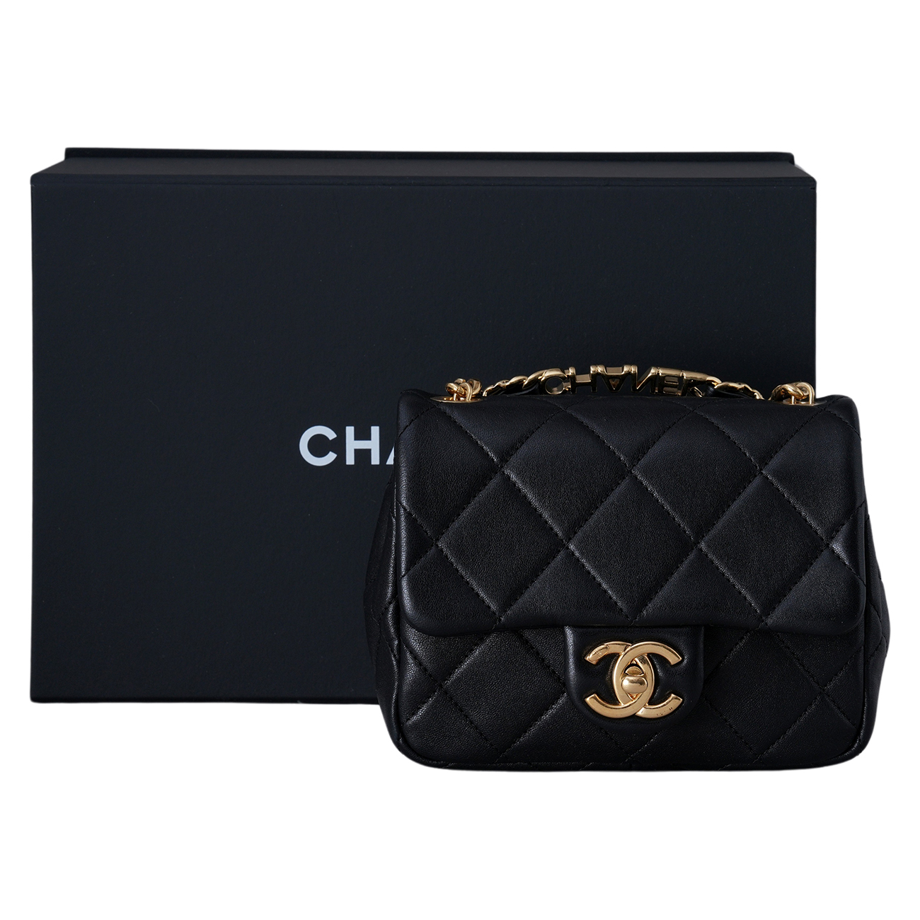 CHANEL(USED)샤넬 AS3748 시즌 로고 탑핸들 미니 플랩백