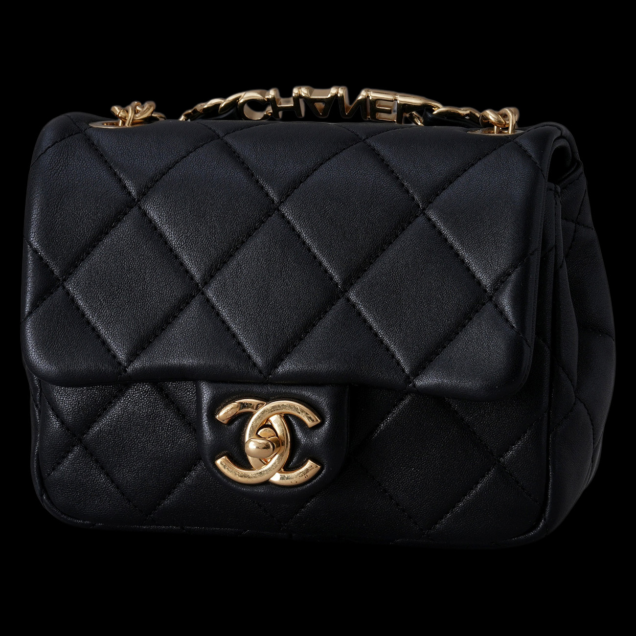 CHANEL(USED)샤넬 AS3748 시즌 로고 탑핸들 미니 플랩백