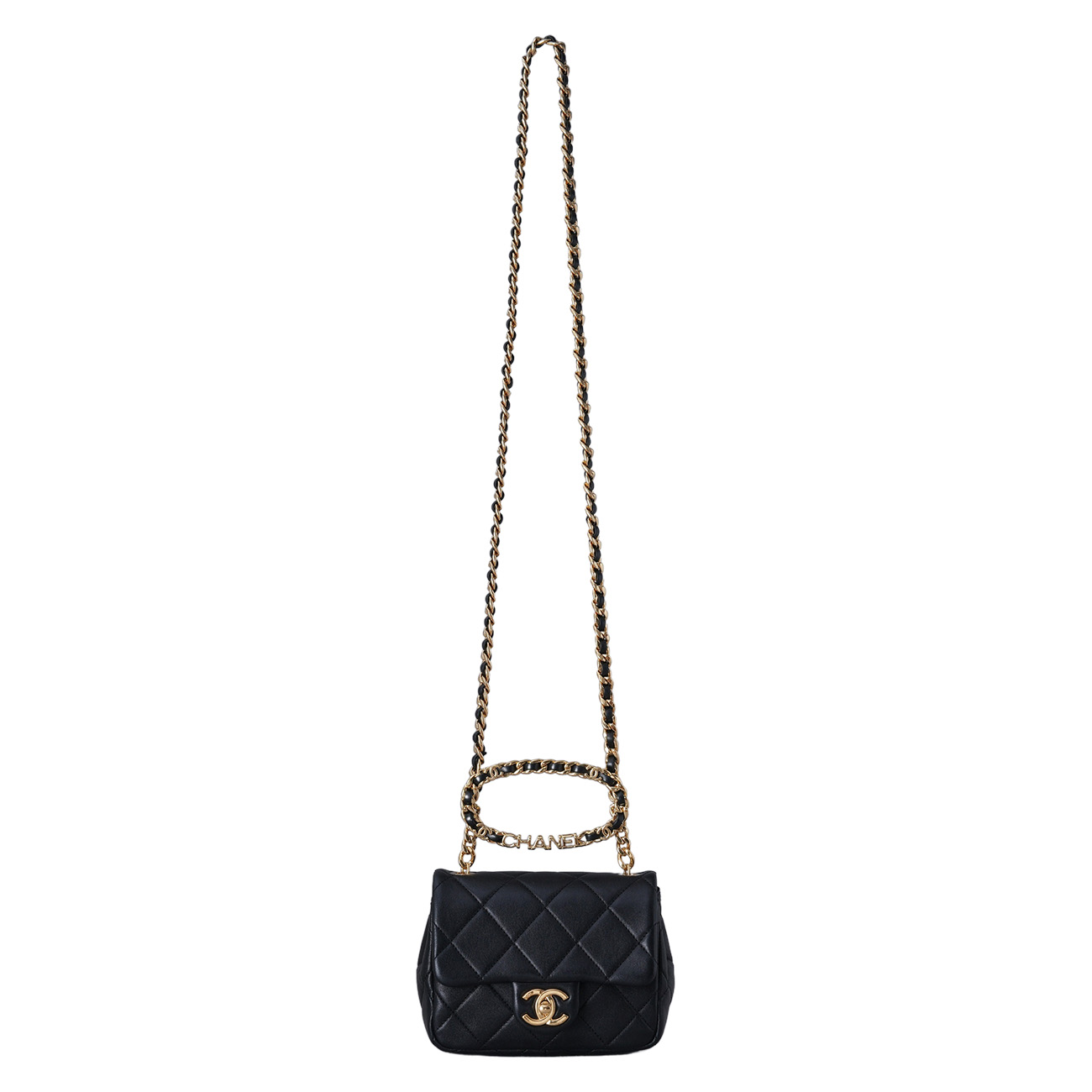 CHANEL(USED)샤넬 AS3748 시즌 로고 탑핸들 미니 플랩백