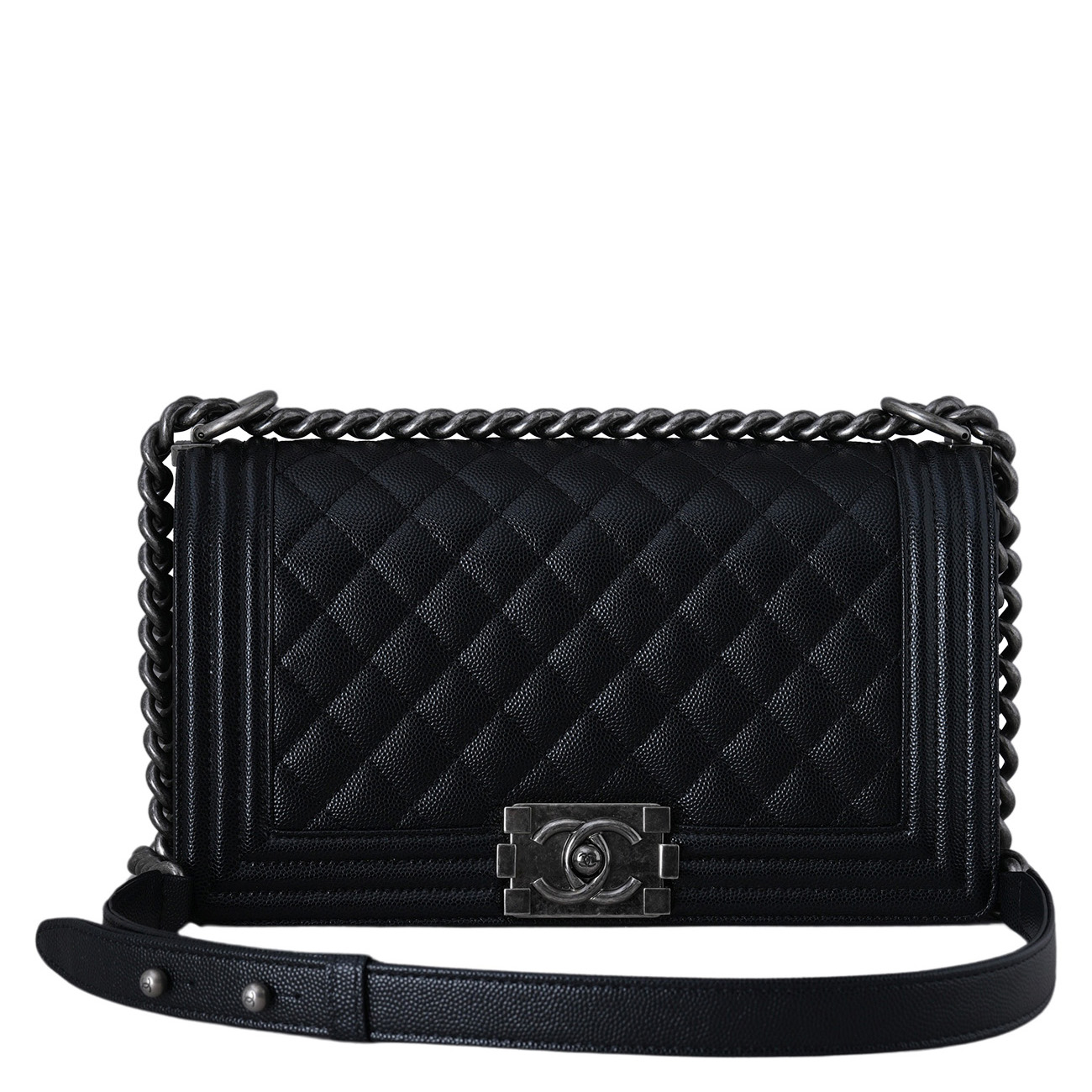 CHANEL(USED)샤넬 A67086 캐비어 보이샤넬 미듐 플랩백