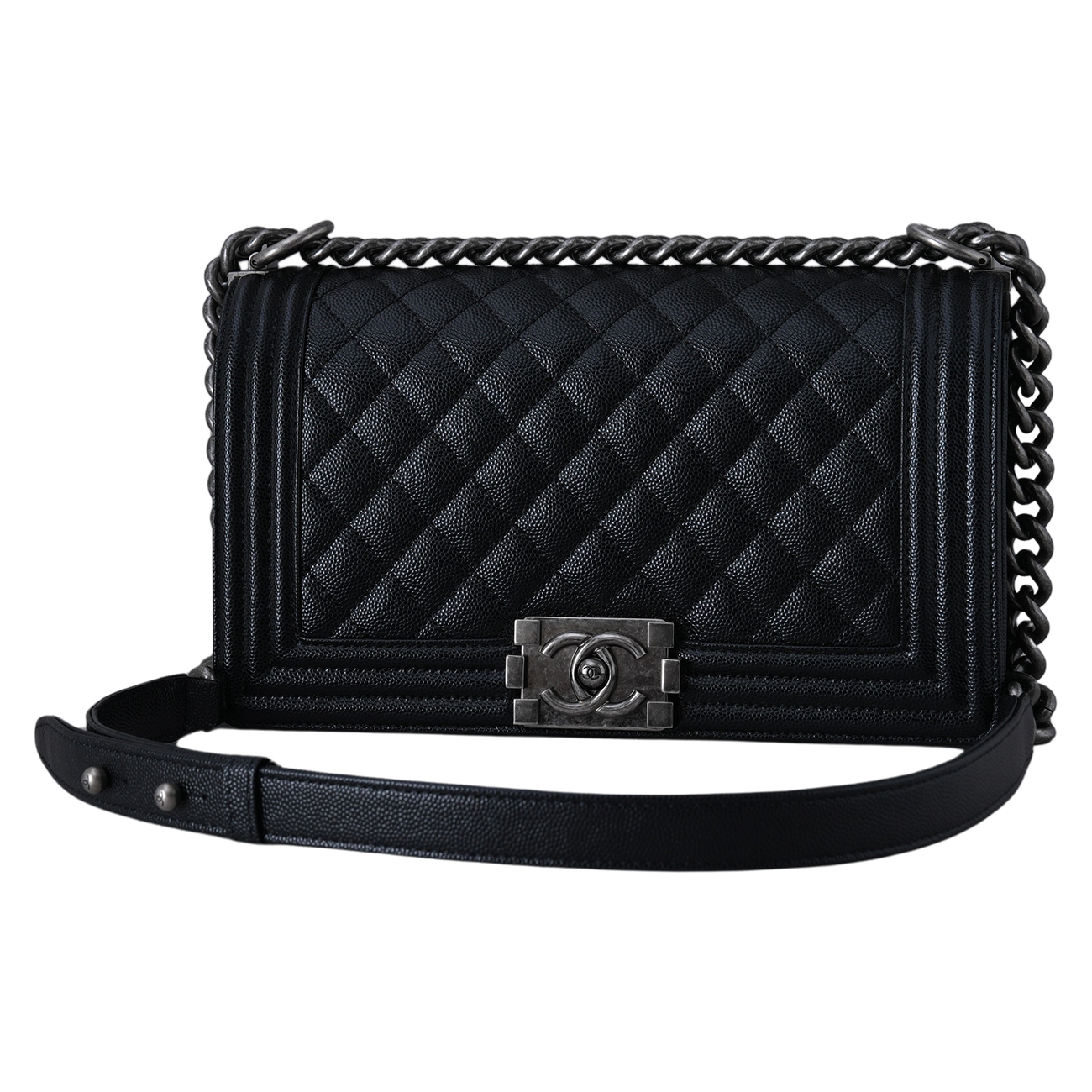 CHANEL(USED)샤넬 A67086 캐비어 보이샤넬 미듐 플랩백