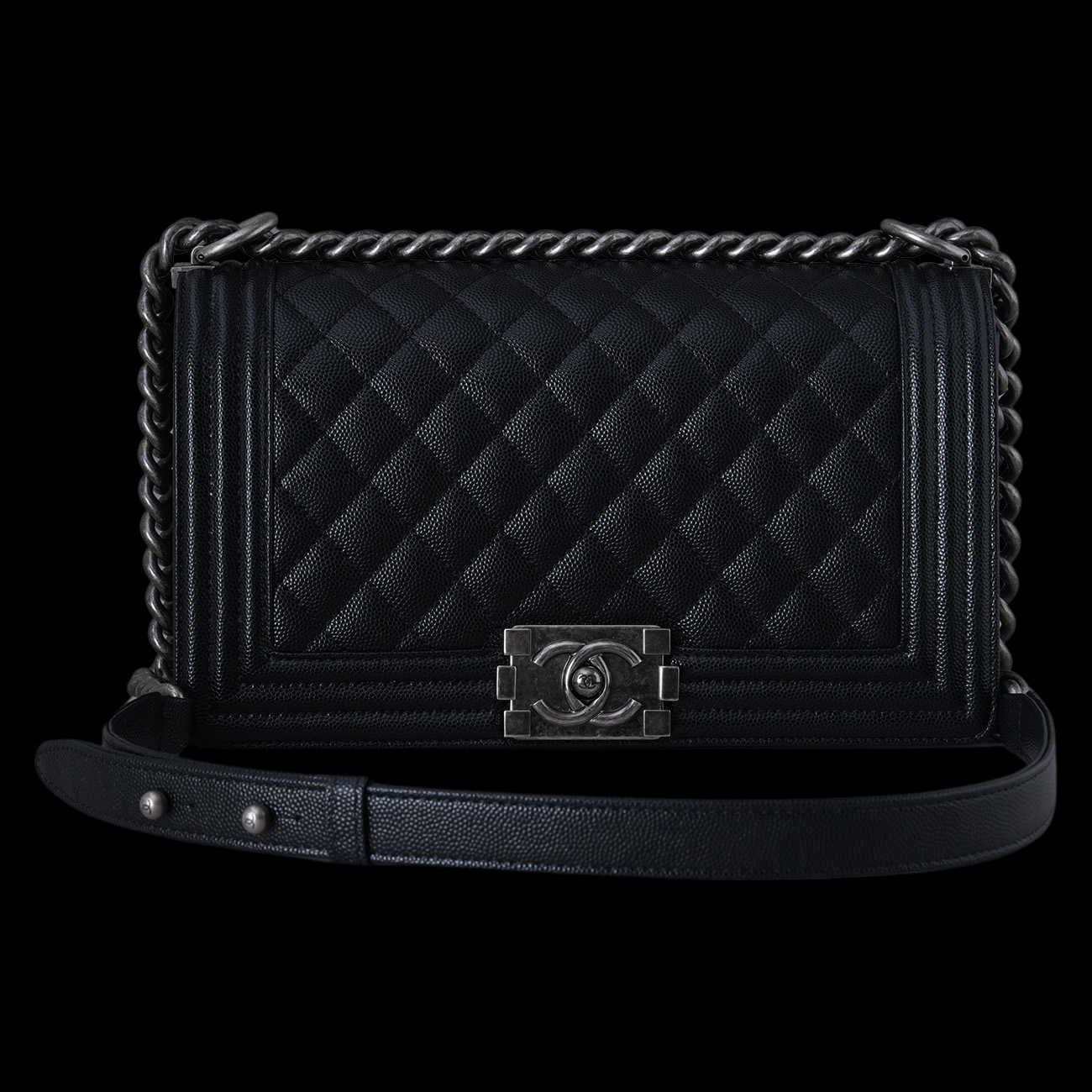 CHANEL(USED)샤넬 A67086 캐비어 보이샤넬 미듐 플랩백