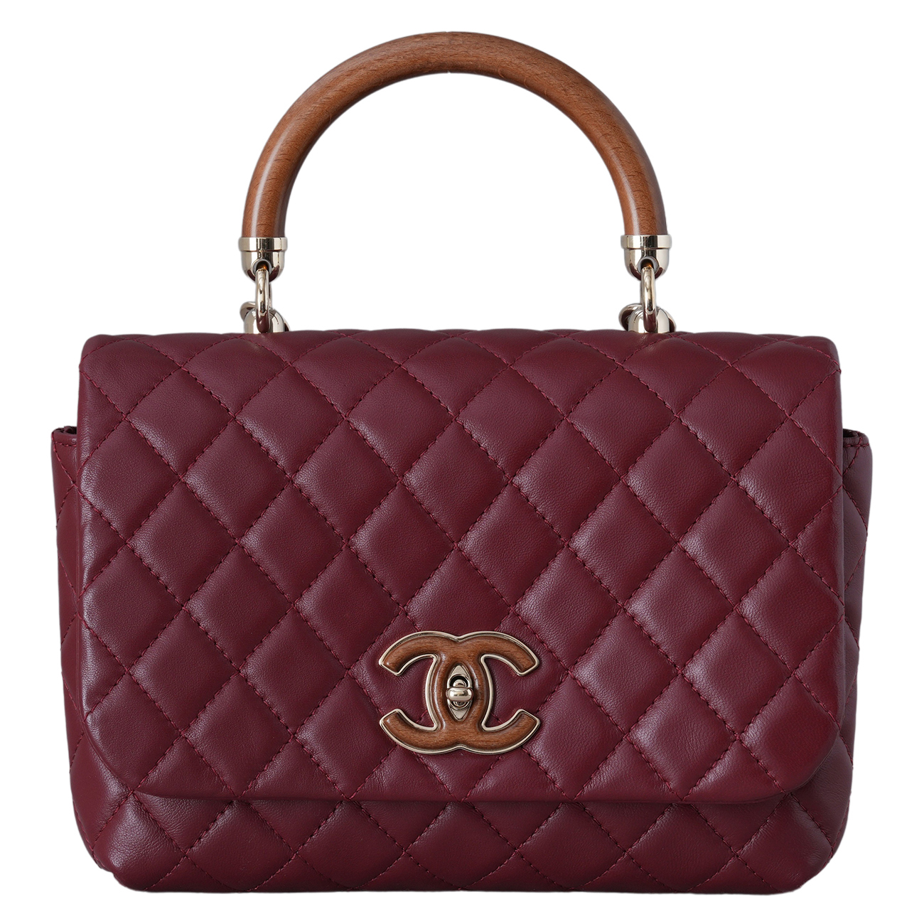 CHANEL(USED)샤넬 A57342 시즌 우드 탑핸들 체인 플랩백