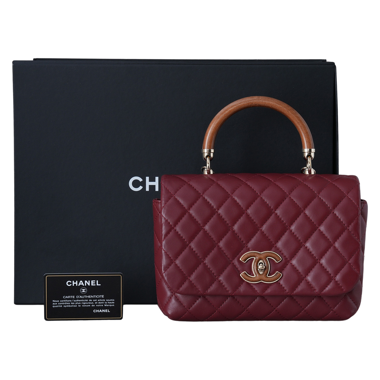 CHANEL(USED)샤넬 A57342 시즌 우드 탑핸들 체인 플랩백