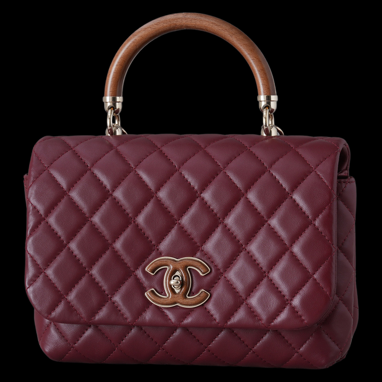 CHANEL(USED)샤넬 A57342 시즌 우드 탑핸들 체인 플랩백