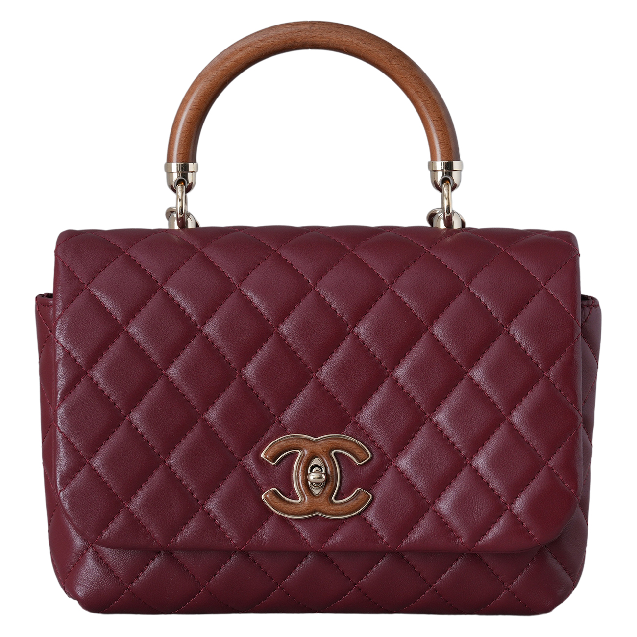 CHANEL(USED)샤넬 A57342 시즌 우드 탑핸들 체인 플랩백