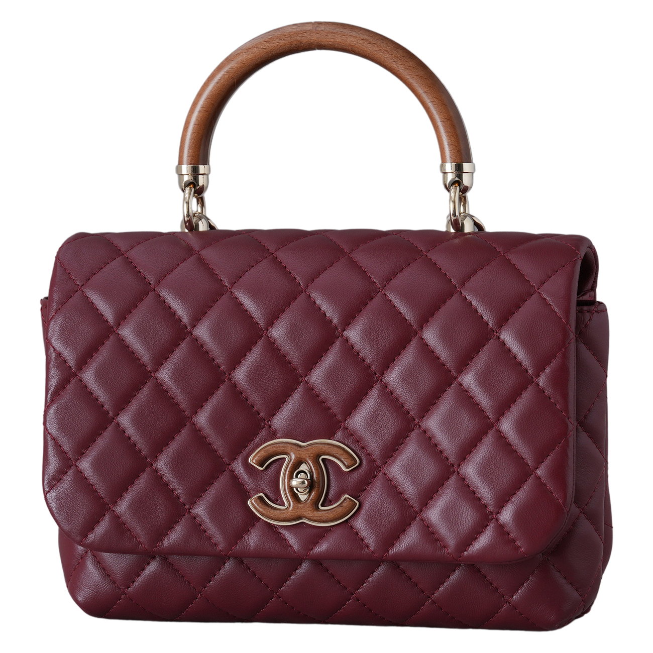 CHANEL(USED)샤넬 A57342 시즌 우드 탑핸들 체인 플랩백