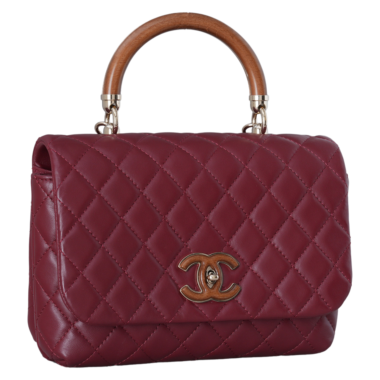 CHANEL(USED)샤넬 A57342 시즌 우드 탑핸들 체인 플랩백