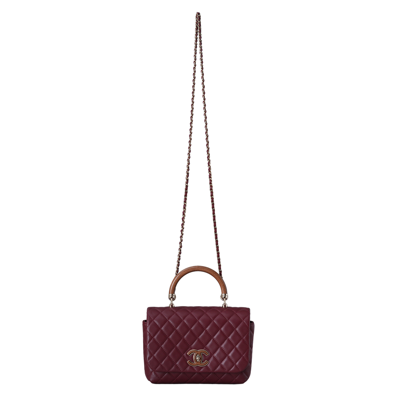 CHANEL(USED)샤넬 A57342 시즌 우드 탑핸들 체인 플랩백