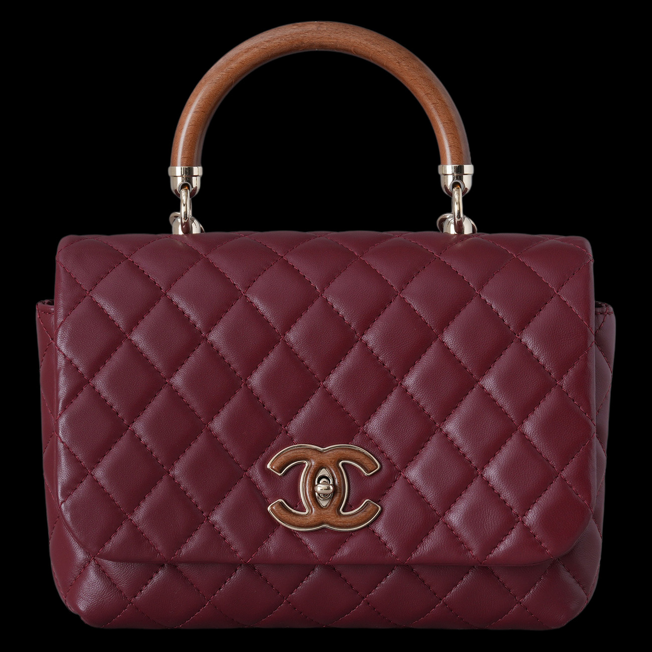 CHANEL(USED)샤넬 A57342 시즌 우드 탑핸들 체인 플랩백