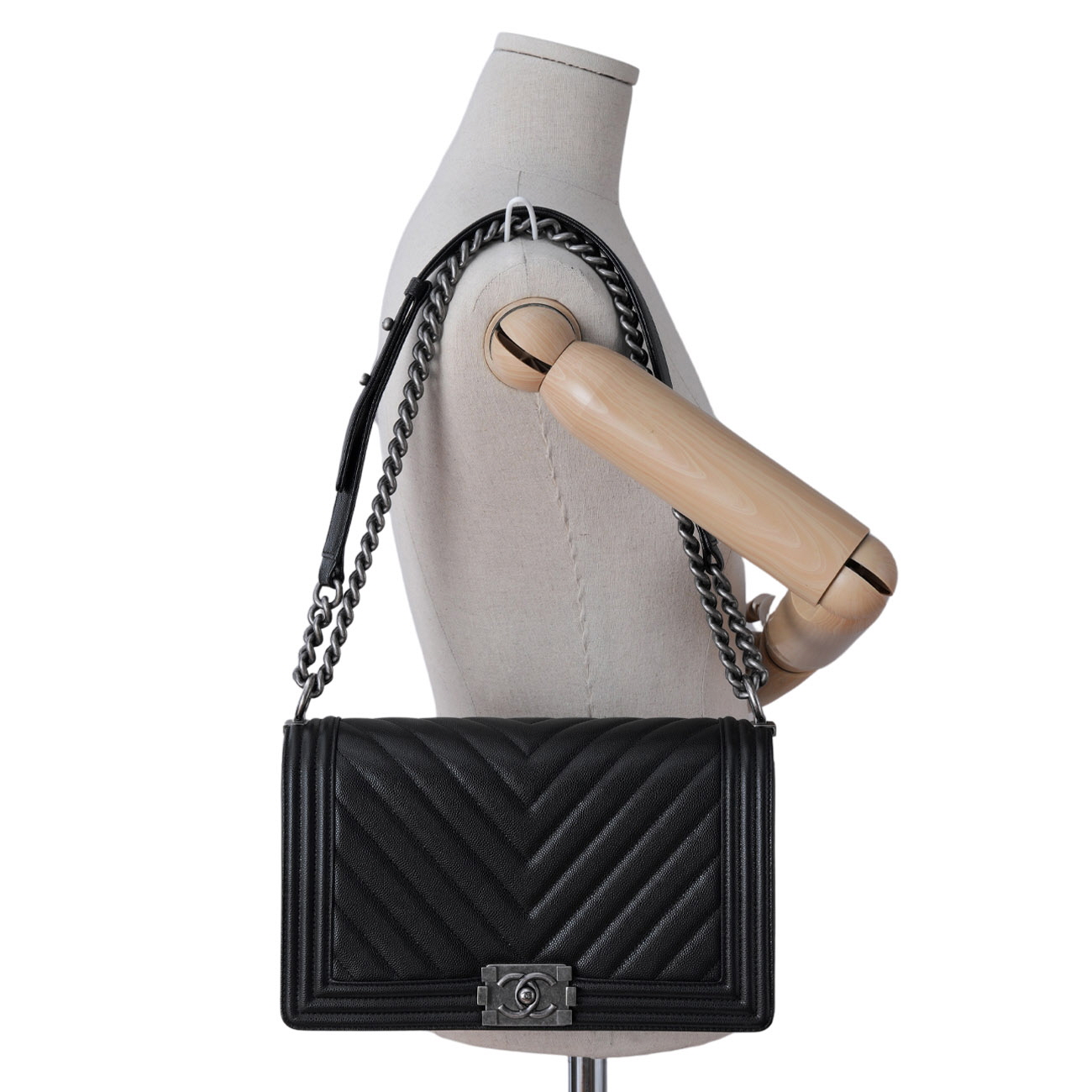 CHANEL(USED)샤넬 캐비어 보이샤넬 쉐브론 라지 플랩백