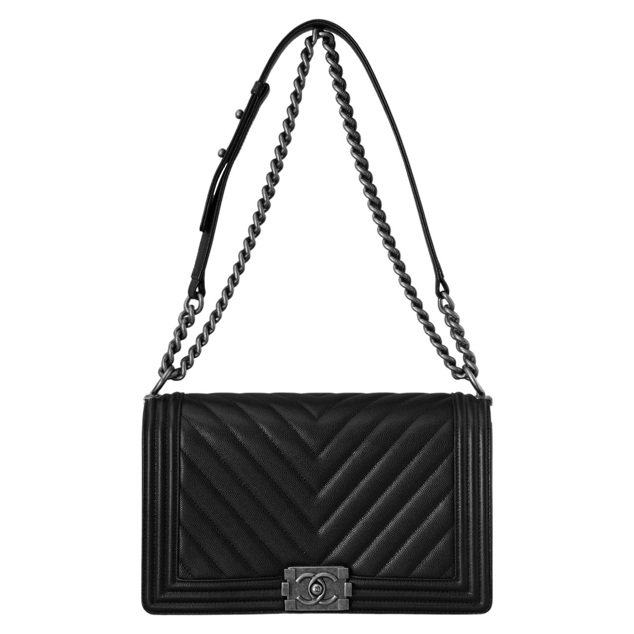 CHANEL(USED)샤넬 캐비어 보이샤넬 쉐브론 라지 플랩백
