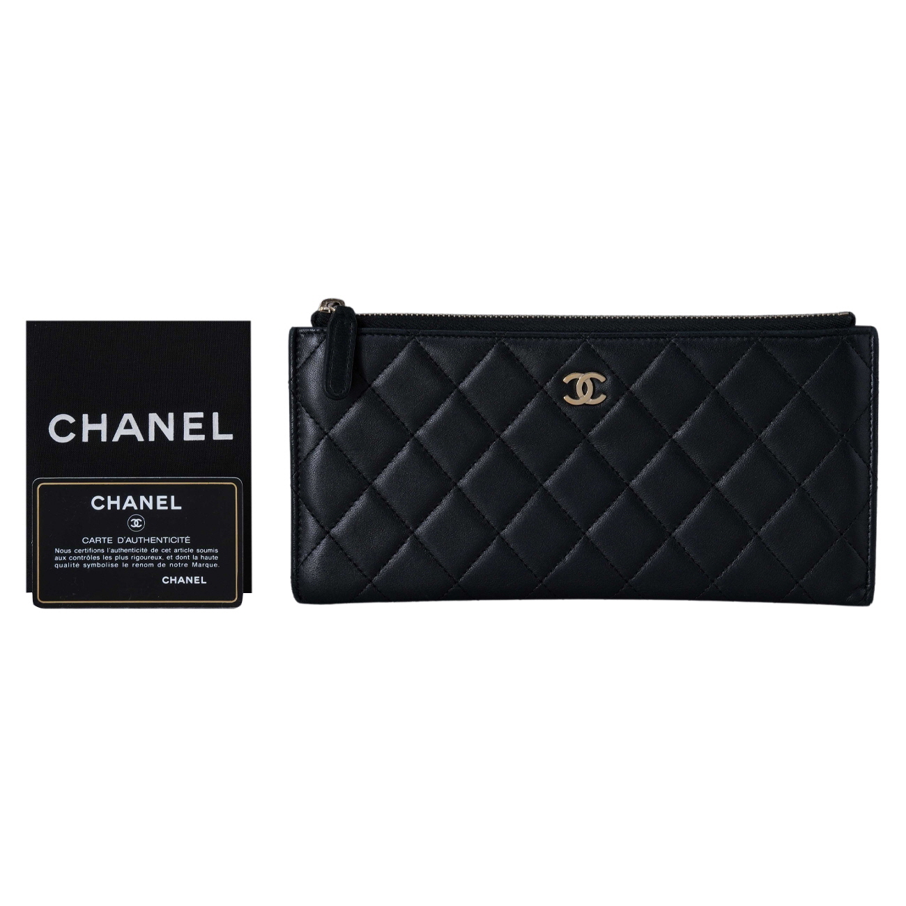 CHANEL(USED)샤넬 램스킨 지퍼 파우치
