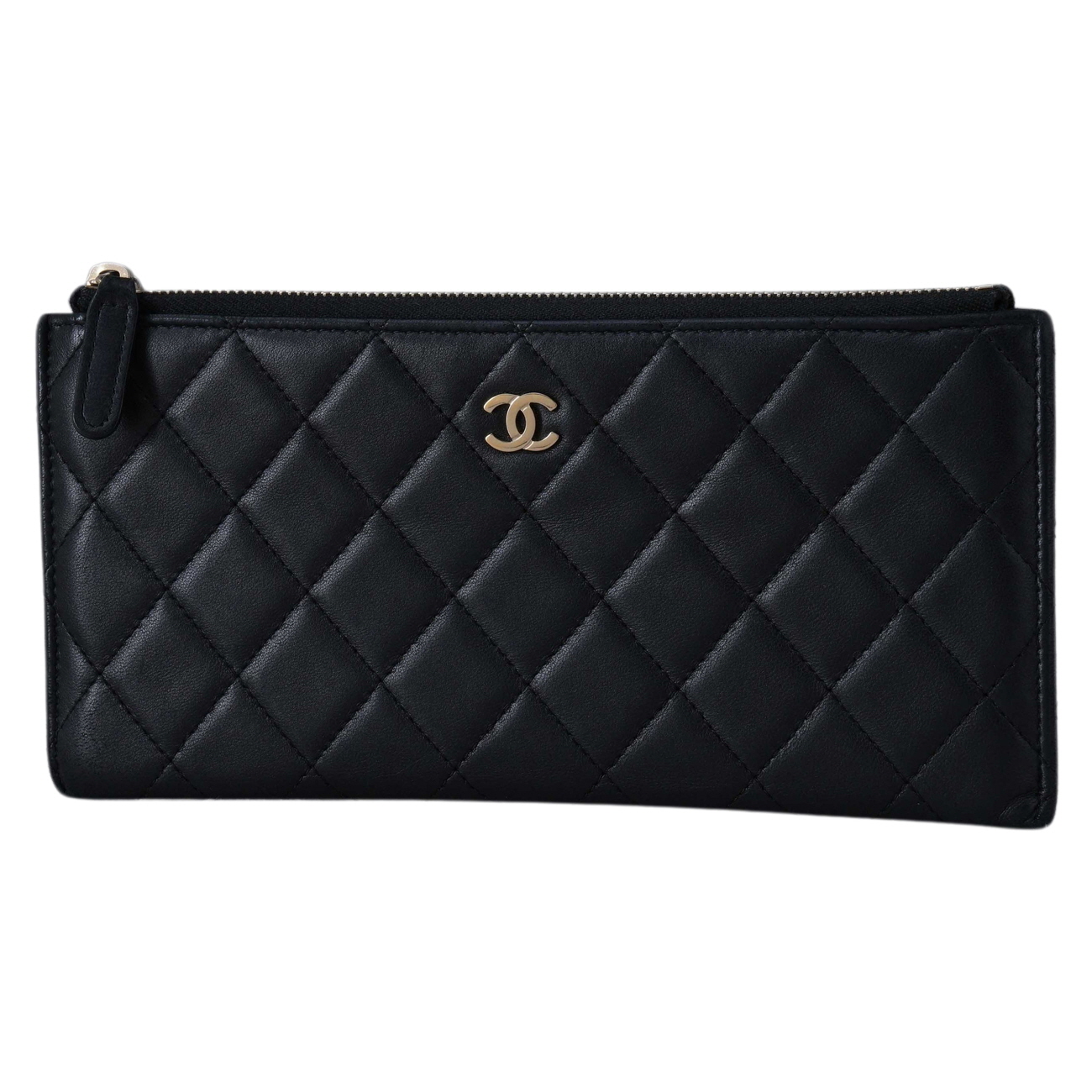 CHANEL(USED)샤넬 램스킨 지퍼 파우치