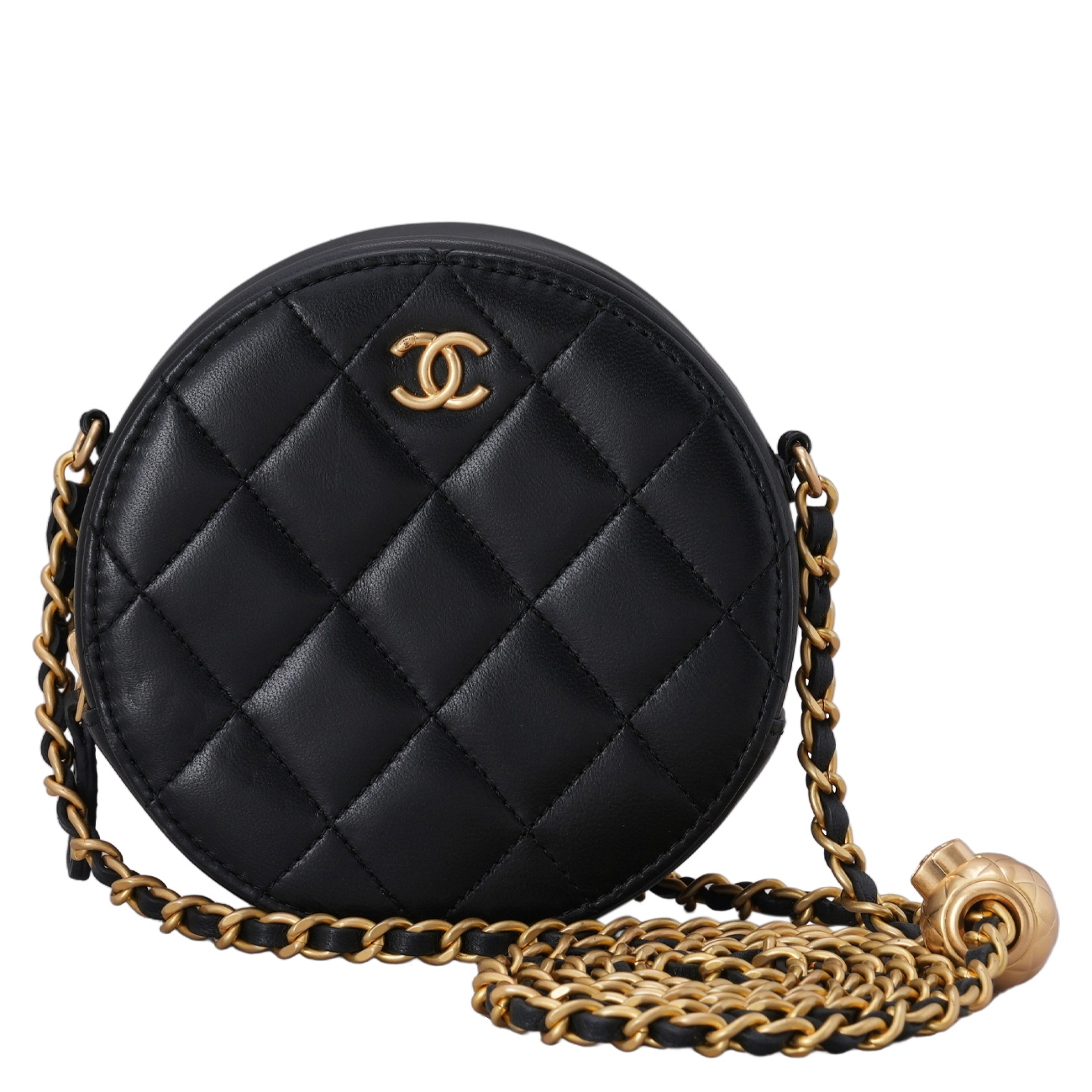 CHANEL(USED)샤넬 램스킨 골든볼 라운드백 블랙