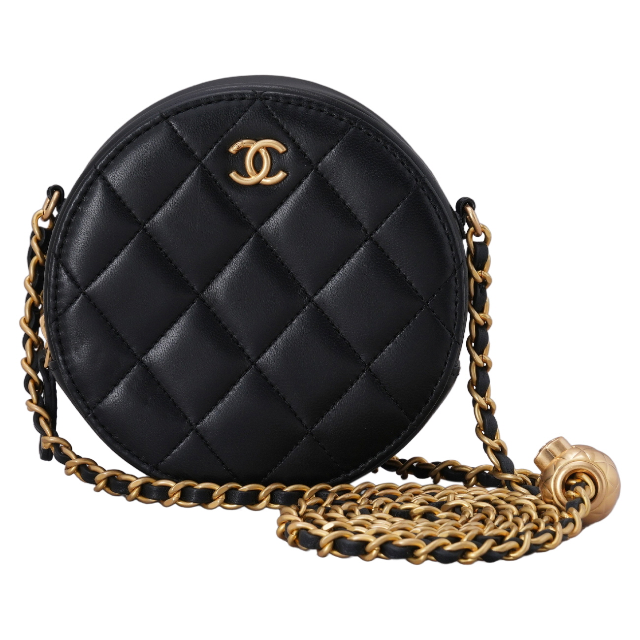 CHANEL(USED)샤넬 램스킨 골든볼 라운드백 블랙