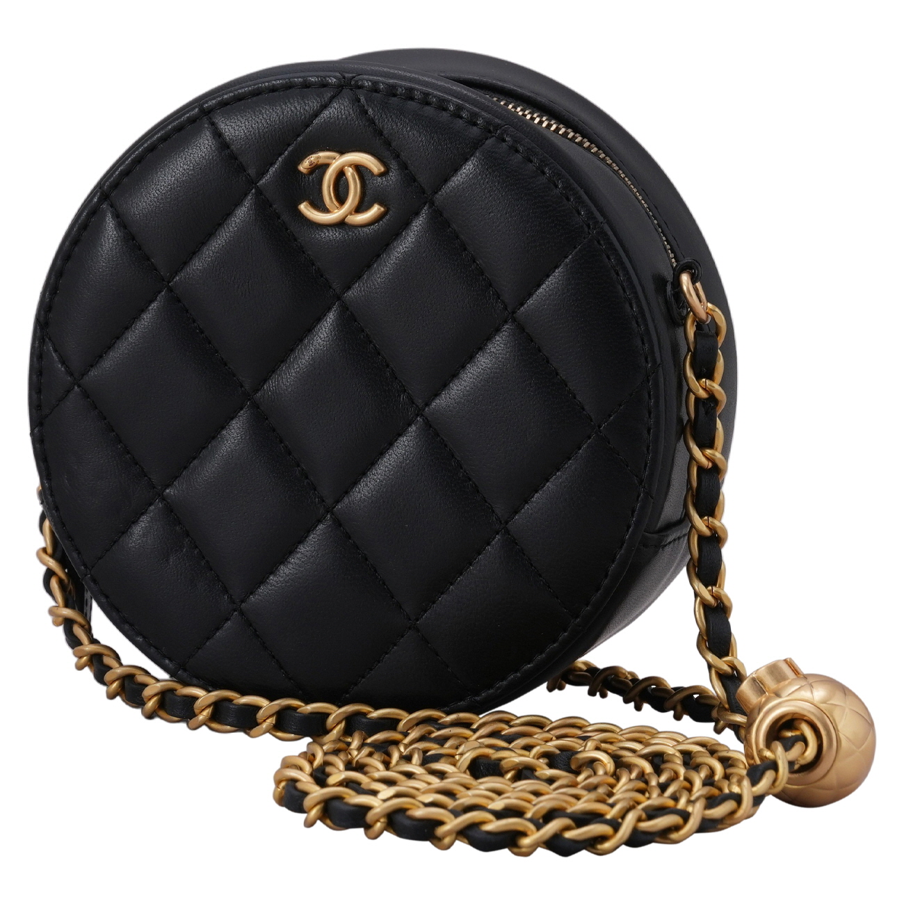 CHANEL(USED)샤넬 램스킨 골든볼 라운드백 블랙
