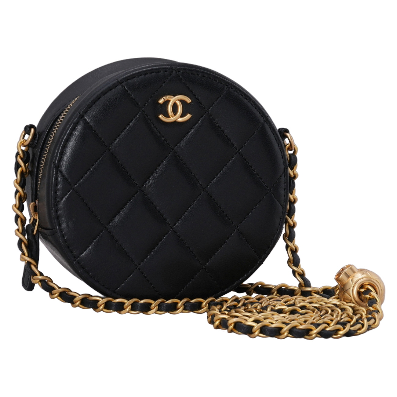 CHANEL(USED)샤넬 램스킨 골든볼 라운드백 블랙