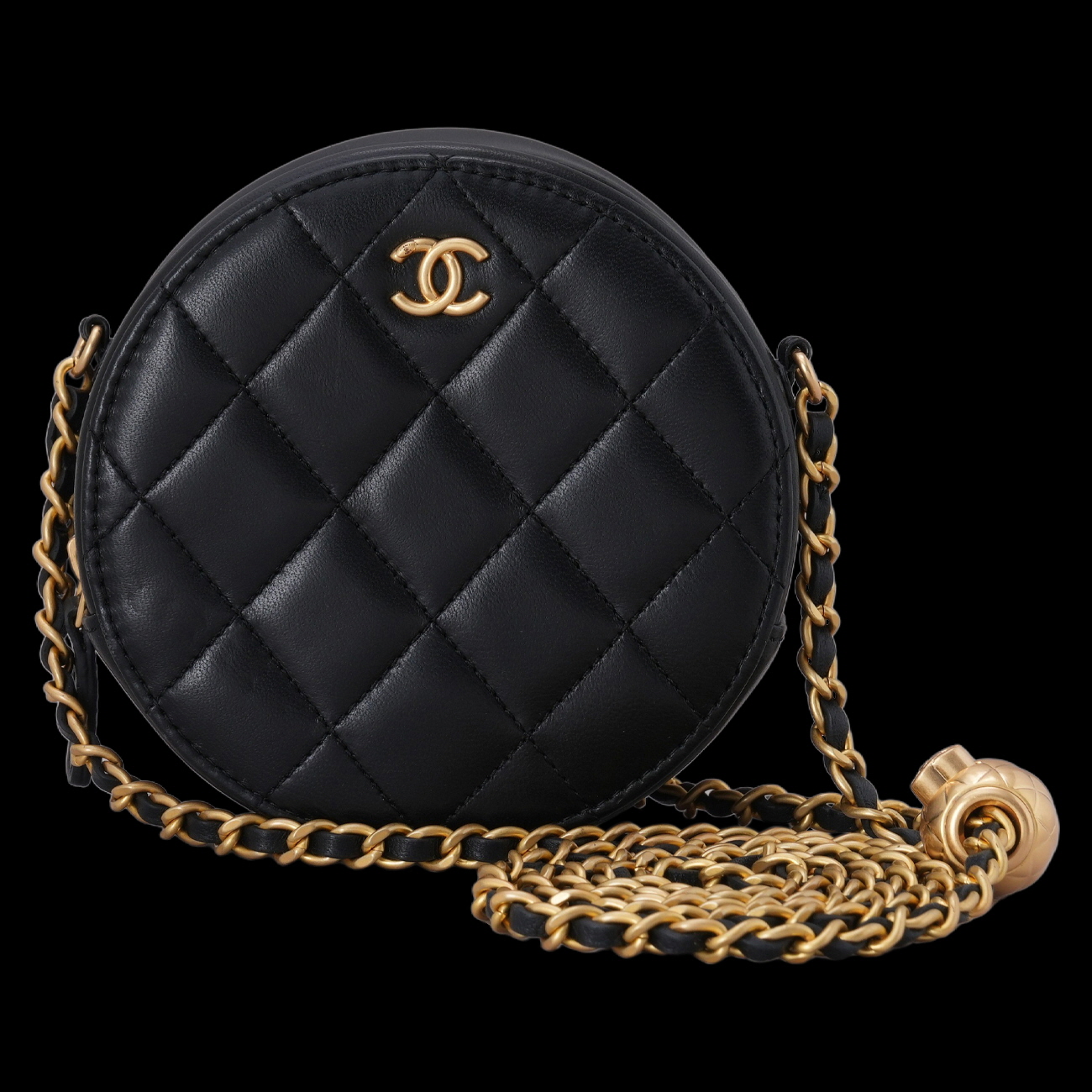 CHANEL(USED)샤넬 램스킨 골든볼 라운드백 블랙