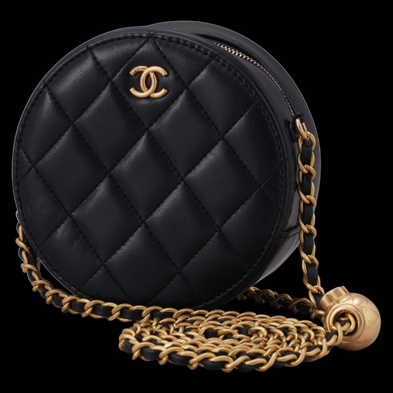 CHANEL(USED)샤넬 램스킨 골든볼 라운드백 블랙