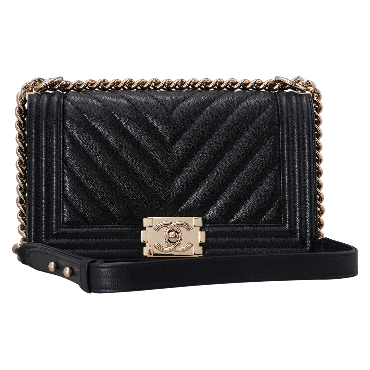 CHANEL(USED)샤넬 캐비어 보이샤넬 미듐 플랩백