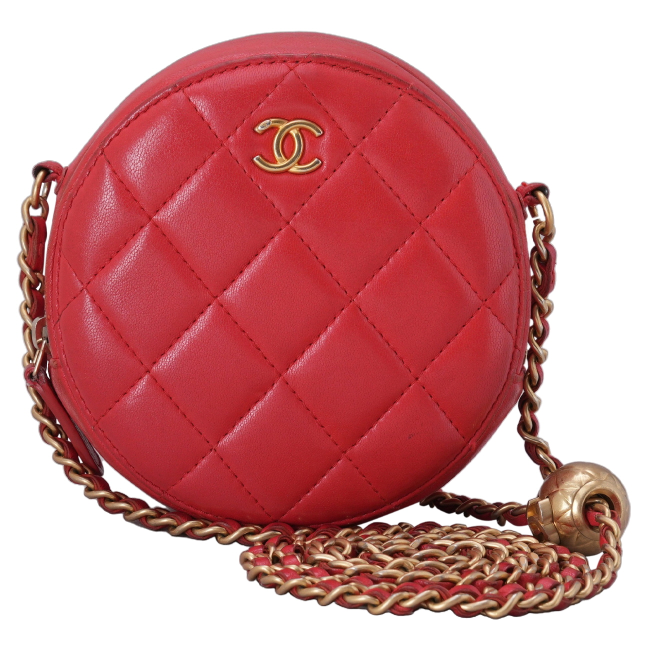 CHANEL(USED)샤넬 램스킨 골든볼 라운드백