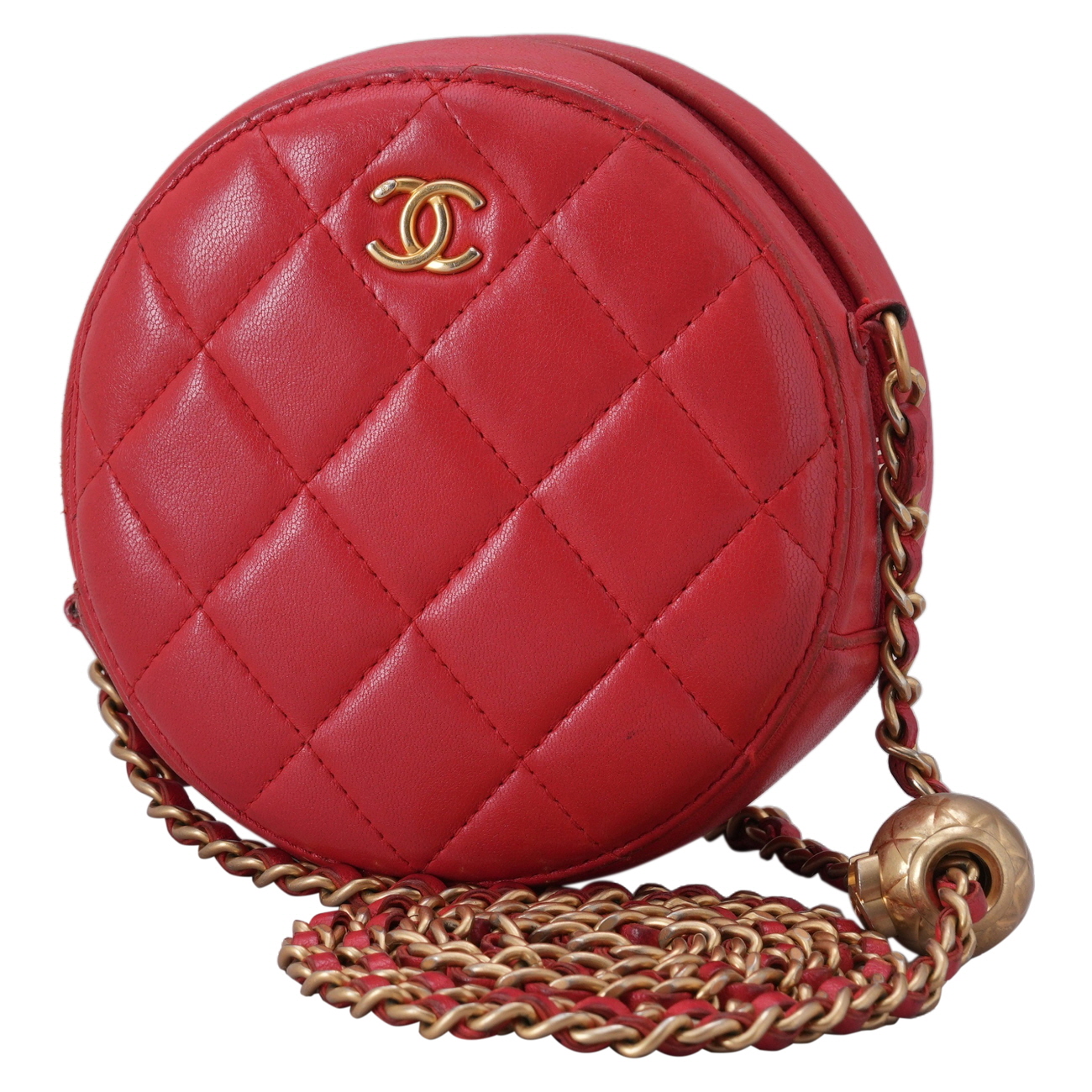 CHANEL(USED)샤넬 램스킨 골든볼 라운드백